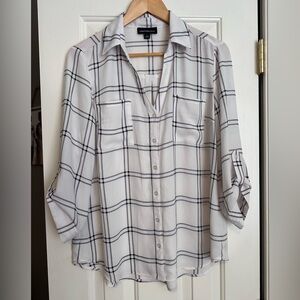 Plaid blouse button up